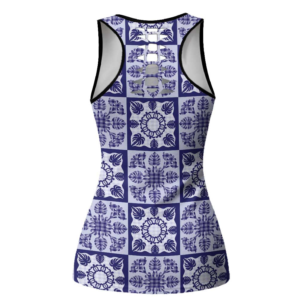 Polu Palaka Quilt Hawaii Hollow Tank Top Hawaiian Tropical Monstera Sea Turtle