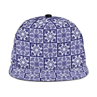 Polu Palaka Quilt Hawaii Snapback Cap Hawaiian Tropical Monstera Sea Turtle LT14 One Size Blue - Polynesian Pride