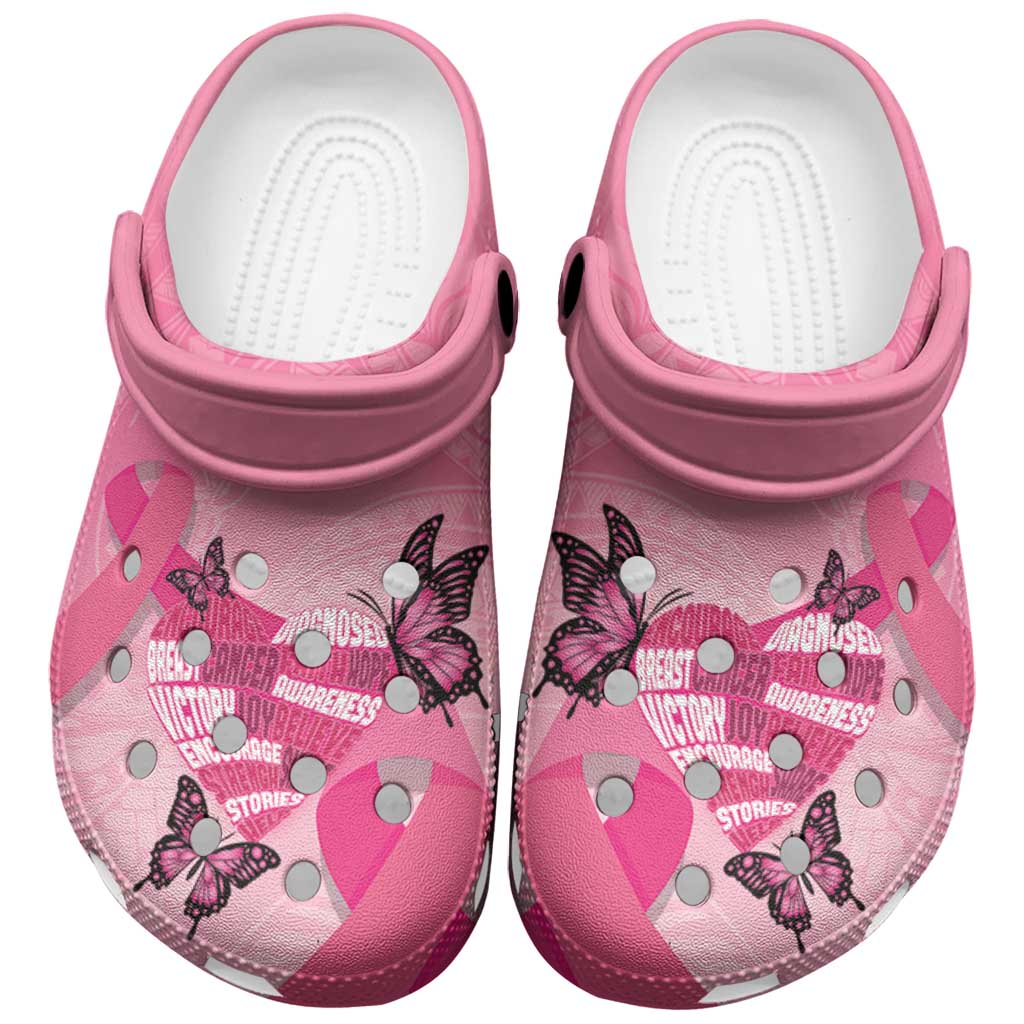 Polynesia Breast Cancer Awareness Month Clogs Shoes Pink Ribbon Mix Butterflies LT14 Pink - Polynesian Pride