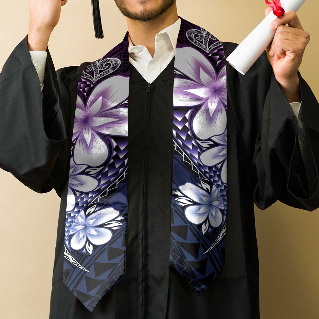 Polynesia Floral Tattoo Graduation Stole With Purple Gradient Plumeria
