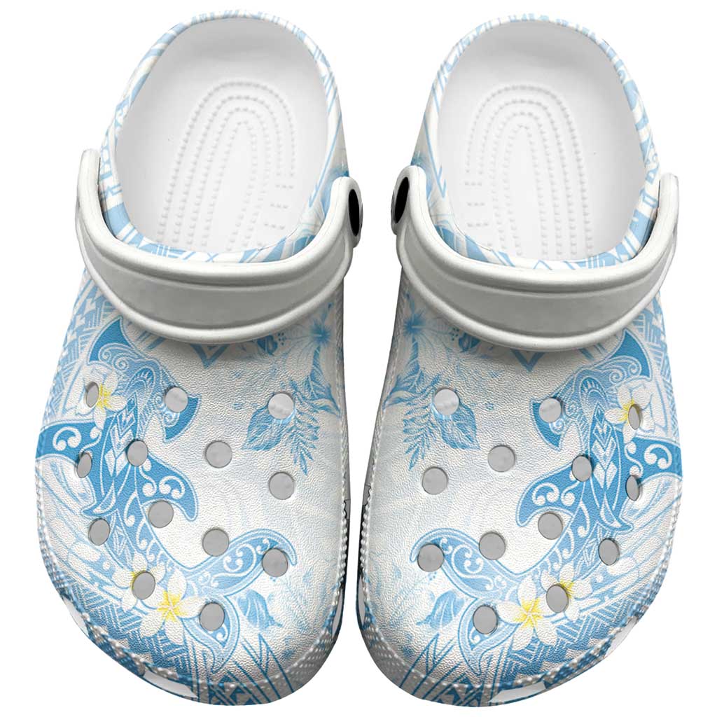 Polynesia Hammerhead Shark Clogs Shoes Tropical Flowers Tribal Pattern Blue - Polynesian Pride