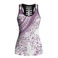 Polynesia Hollow Tank Top Polynesian Tropical Flowers Purple Pastel Vibes - Polynesian Pride