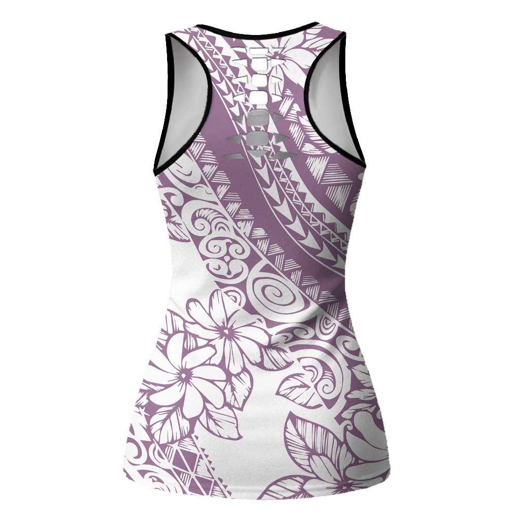 Polynesia Hollow Tank Top Polynesian Tropical Flowers Purple Pastel Vibes - Polynesian Pride