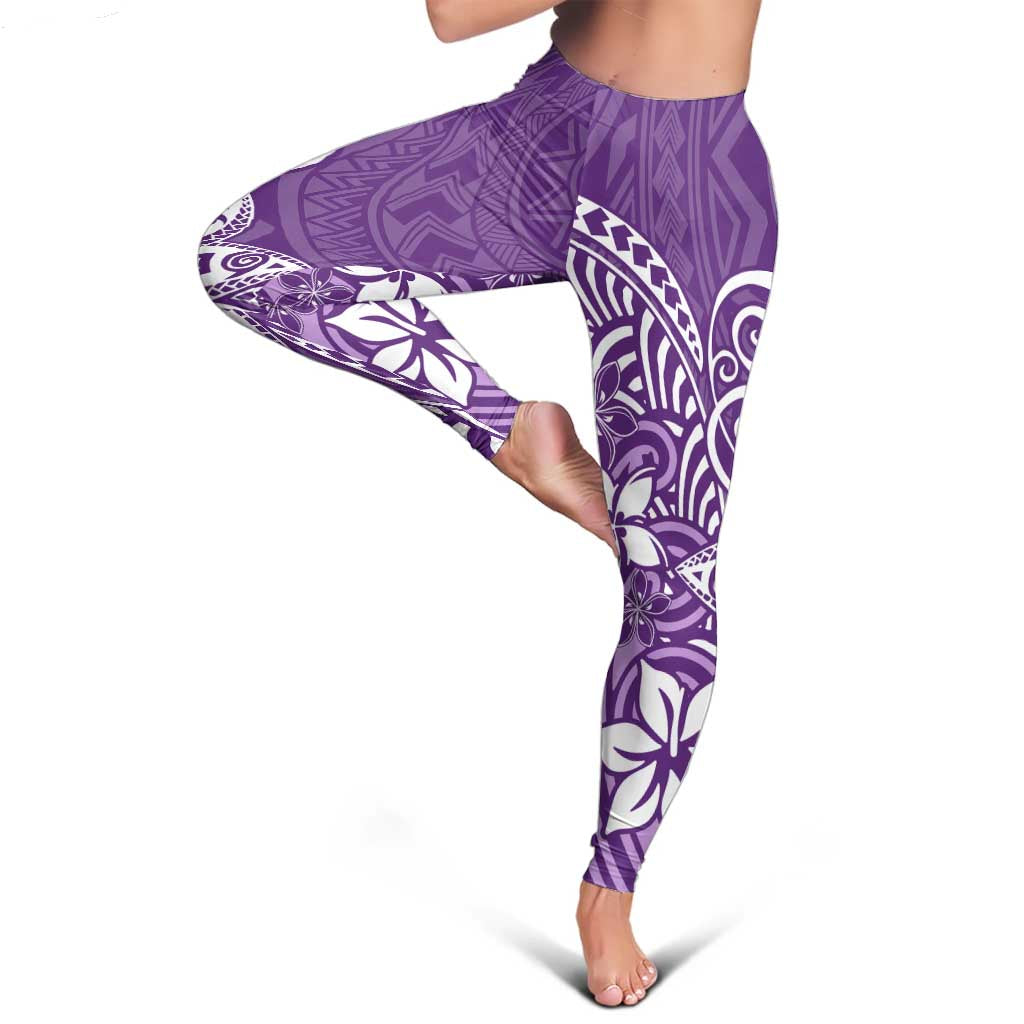 Polynesia Leggings Plumeria Purple Curves