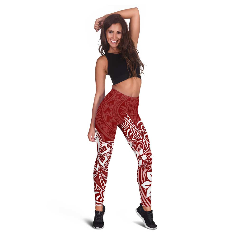 Polynesia Leggings Plumeria Red Curves