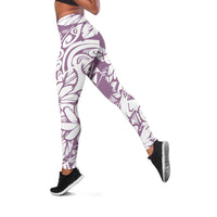 Polynesia Leggings Polynesian Tropical Flowers Purple Pastel Vibes - Polynesian Pride