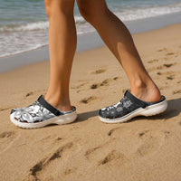 Polynesia Romantic Valentine Clogs Shoes Sea Turtle Couple With Black Plumeria