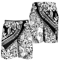 Polynesia Shorts for Men Polynesian Tropical Flowers Black Pastel Vibes - Polynesian Pride