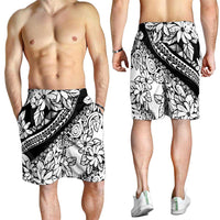 Polynesia Shorts for Men Polynesian Tropical Flowers Black Pastel Vibes - Polynesian Pride