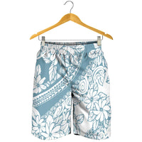 Polynesia Shorts for Men Polynesian Tropical Flowers Blue Pastel Vibes - Polynesian Pride