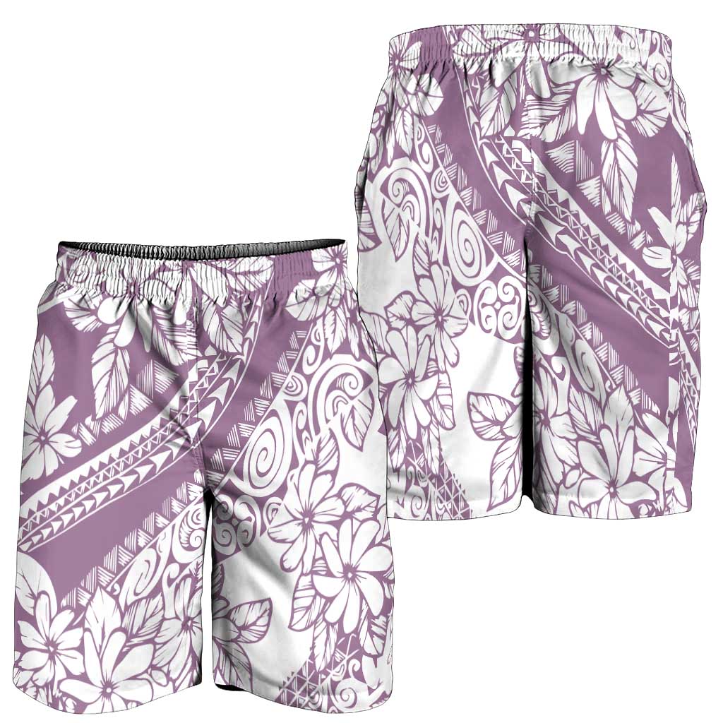 Polynesia Shorts for Men Polynesian Tropical Flowers Purple Pastel Vibes - Polynesian Pride