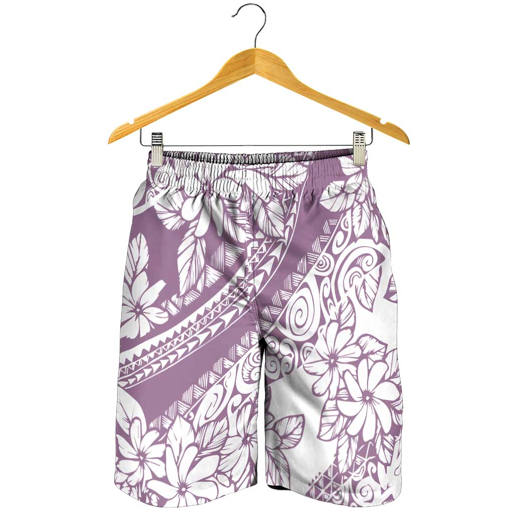 Polynesia Shorts for Men Polynesian Tropical Flowers Purple Pastel Vibes - Polynesian Pride
