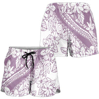 Polynesia Shorts for Women Polynesian Tropical Flowers Purple Pastel Vibes LT14 - Polynesian Pride