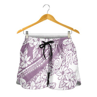 Polynesia Shorts for Women Polynesian Tropical Flowers Purple Pastel Vibes LT14 - Polynesian Pride
