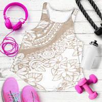 Polynesia Women Racerback Tank Polynesian Tropical Flowers Beige Pastel Vibes - Polynesian Pride