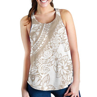 Polynesia Women Racerback Tank Polynesian Tropical Flowers Beige Pastel Vibes - Polynesian Pride