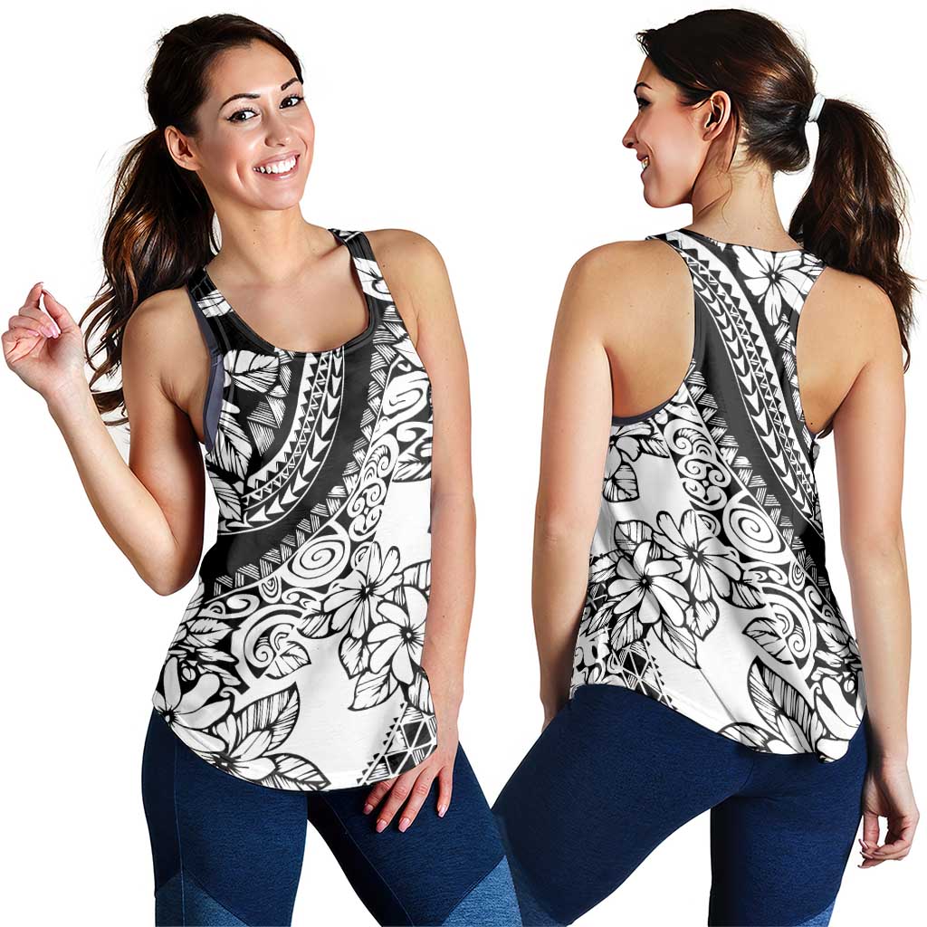 Polynesia Women Racerback Tank Polynesian Tropical Flowers Black Pastel Vibes - Polynesian Pride