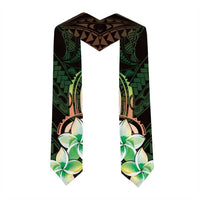 Polynesian Art Tattoo Graduation Stole Plumeria Flowers Green Gradient