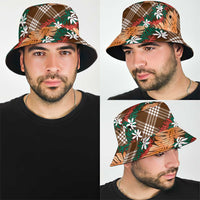 Polynesian Monstera Tiare Floral Bucket Hat Chocolate Brown Tropical Plaid LT01 - Polynesian Pride