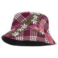 Polynesian Monstera Tiare Floral Bucket Hat Fuchsia Tropical Plaid LT01 One Size Pink - Polynesian Pride