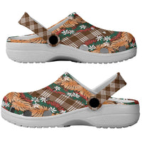 Polynesian Monstera Tiare Floral Clogs Shoes Chocolate Brown Tropical Plaid LT01 - Polynesian Pride