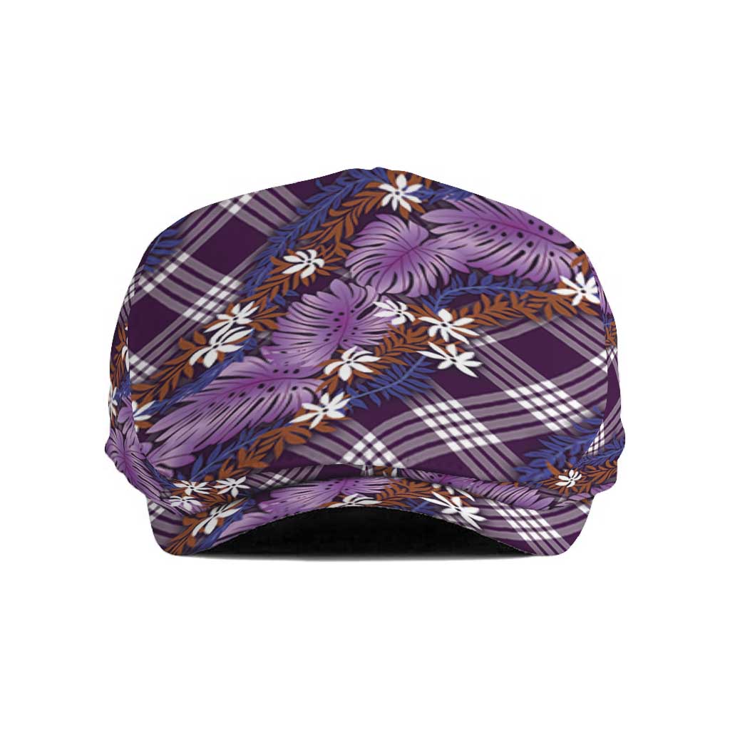 Polynesian Monstera Tiare Floral Jeff Hat Lavender Tropical Plaid LT01 Purple - Polynesian Pride