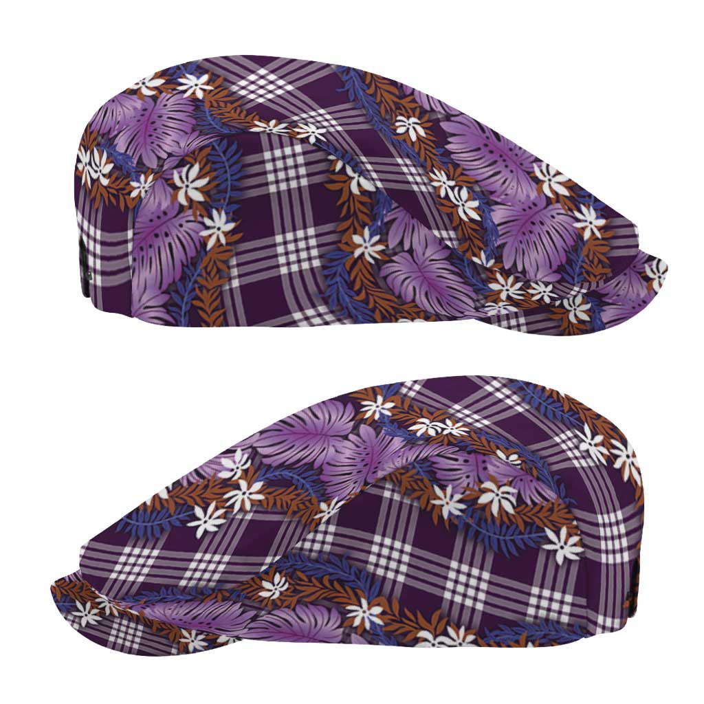 Polynesian Monstera Tiare Floral Jeff Hat Lavender Tropical Plaid LT01 - Polynesian Pride