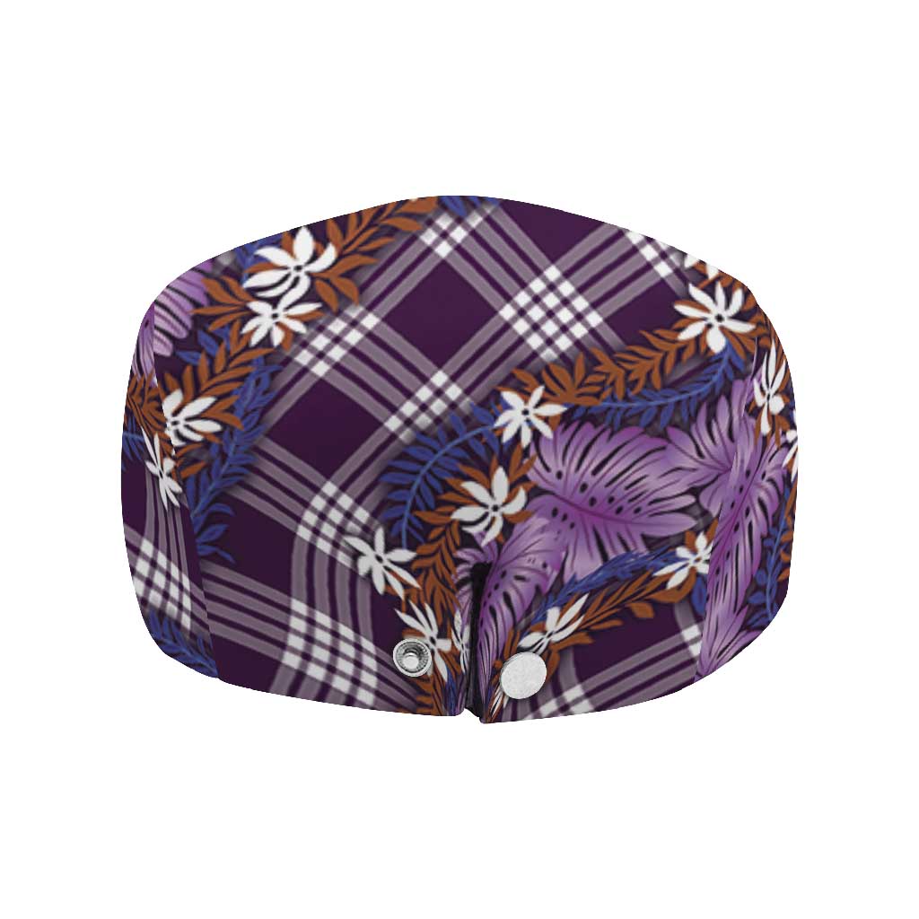 Polynesian Monstera Tiare Floral Jeff Hat Lavender Tropical Plaid LT01 - Polynesian Pride