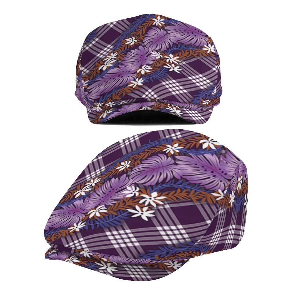 Polynesian Monstera Tiare Floral Jeff Hat Lavender Tropical Plaid LT01 - Polynesian Pride