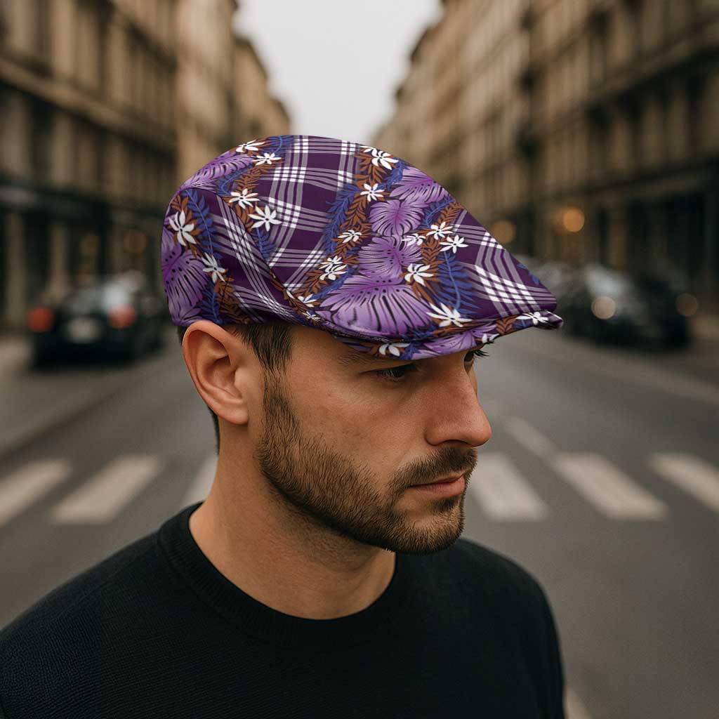 Polynesian Monstera Tiare Floral Jeff Hat Lavender Tropical Plaid LT01 - Polynesian Pride