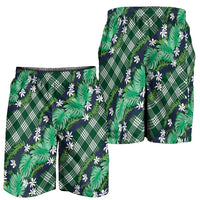 Polynesian Monstera Tiare Floral Shorts for Men Forest Green Tropical Plaid LT01 - Polynesian Pride