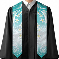 Polynesian Pattern Graduation Stole With Plumeria Teal