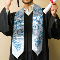 Polynesian Pattern With Plumeria Flowers Graduation Stole Blue