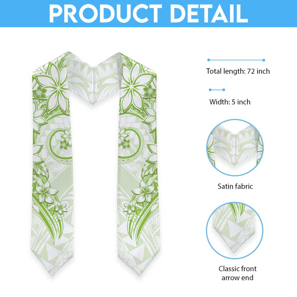 Polynesian Pattern With Plumeria Flowers Graduation Stole Lime Green