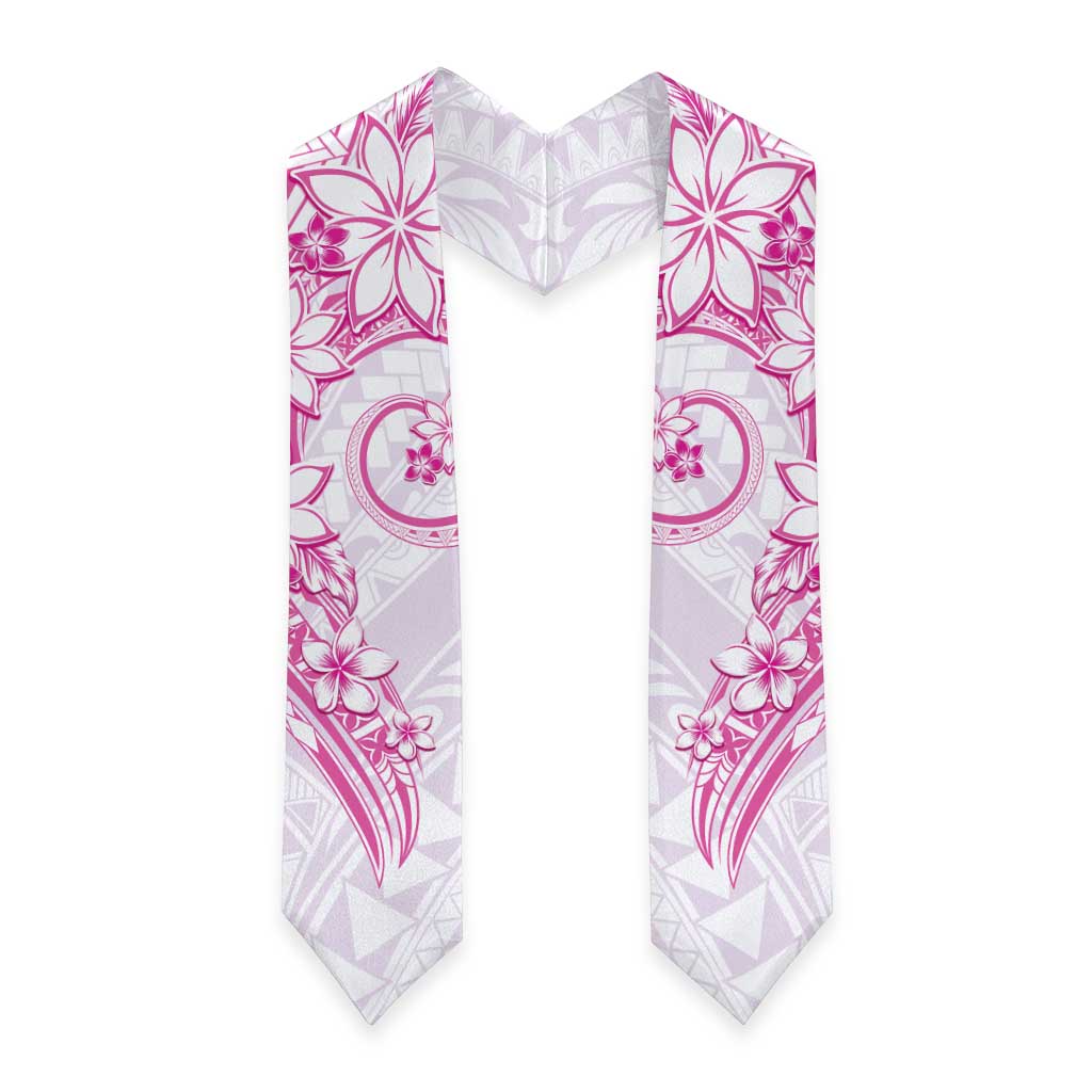 Polynesian Pattern With Plumeria Flowers Graduation Stole Pink