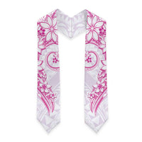 Polynesian Pattern With Plumeria Flowers Graduation Stole Pink