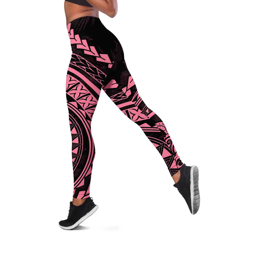 Polynesian Pride Leggings Turtle Hibiscus Luxury Style - Carnation Pink - Polynesian Pride