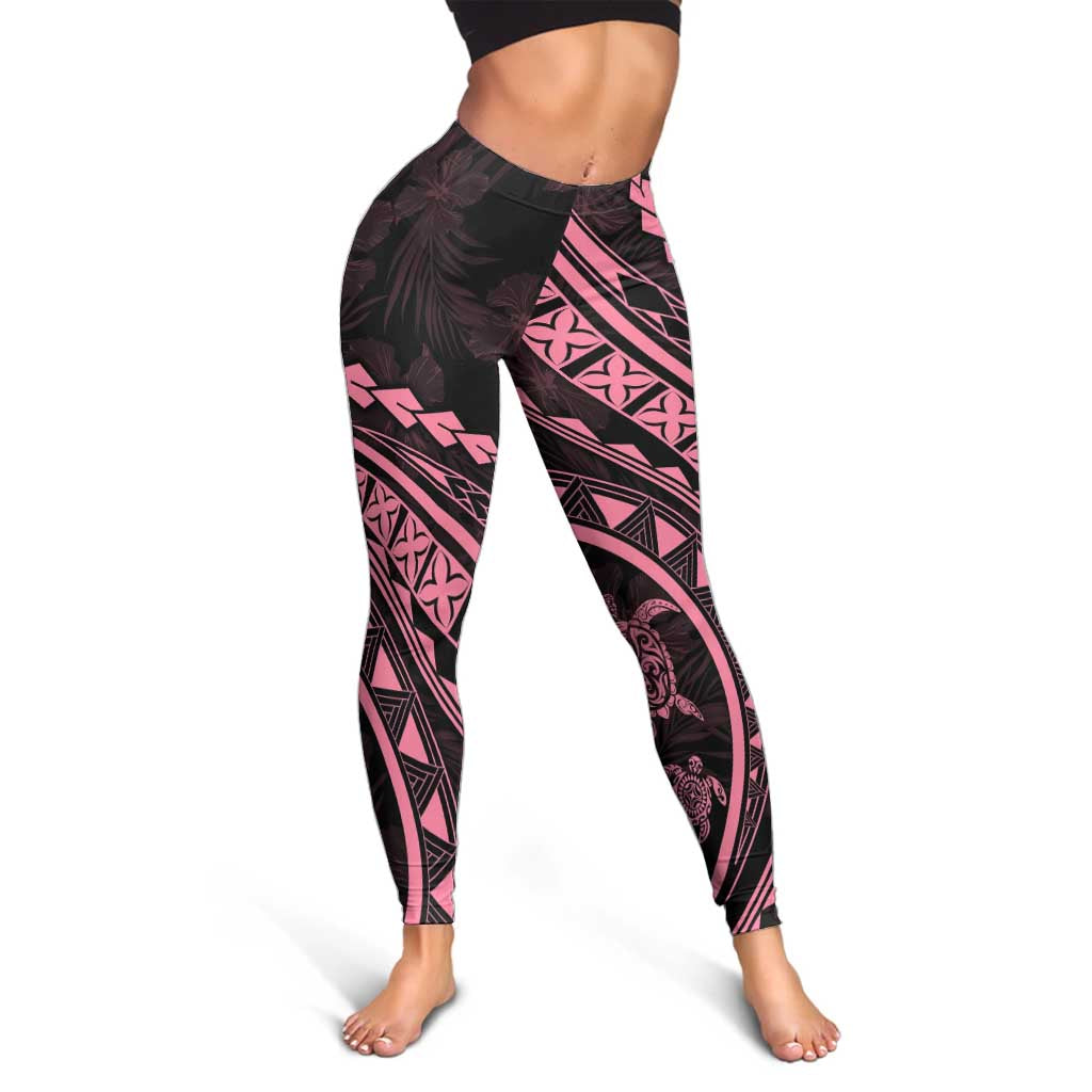 Polynesian Pride Leggings Turtle Hibiscus Luxury Style - Carnation Pink - Polynesian Pride