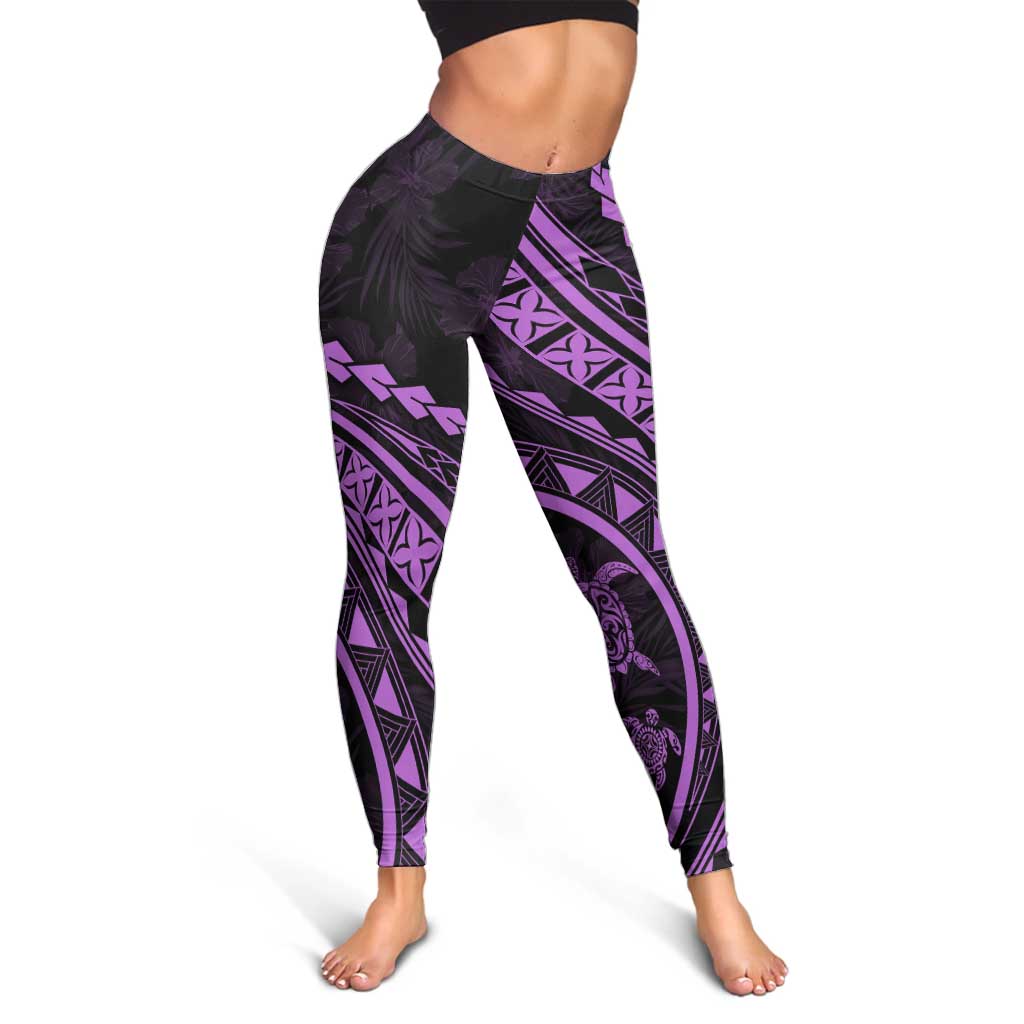 Polynesian Pride Leggings Turtle Hibiscus Luxury Style - Lilac - Polynesian Pride