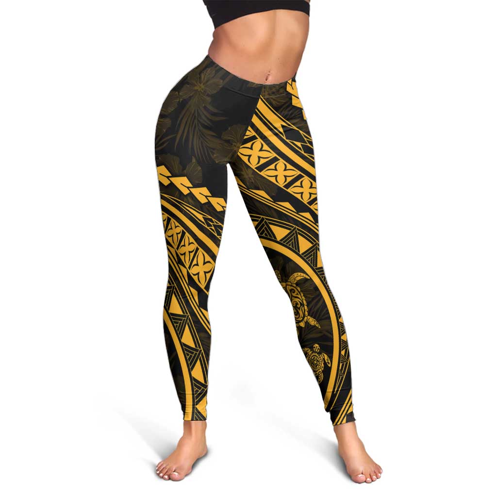 Polynesian Pride Leggings Turtle Hibiscus Luxury Style - Merigold - Polynesian Pride