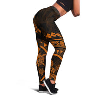 Polynesian Pride Leggings Turtle Hibiscus Luxury Style - Orange - Polynesian Pride
