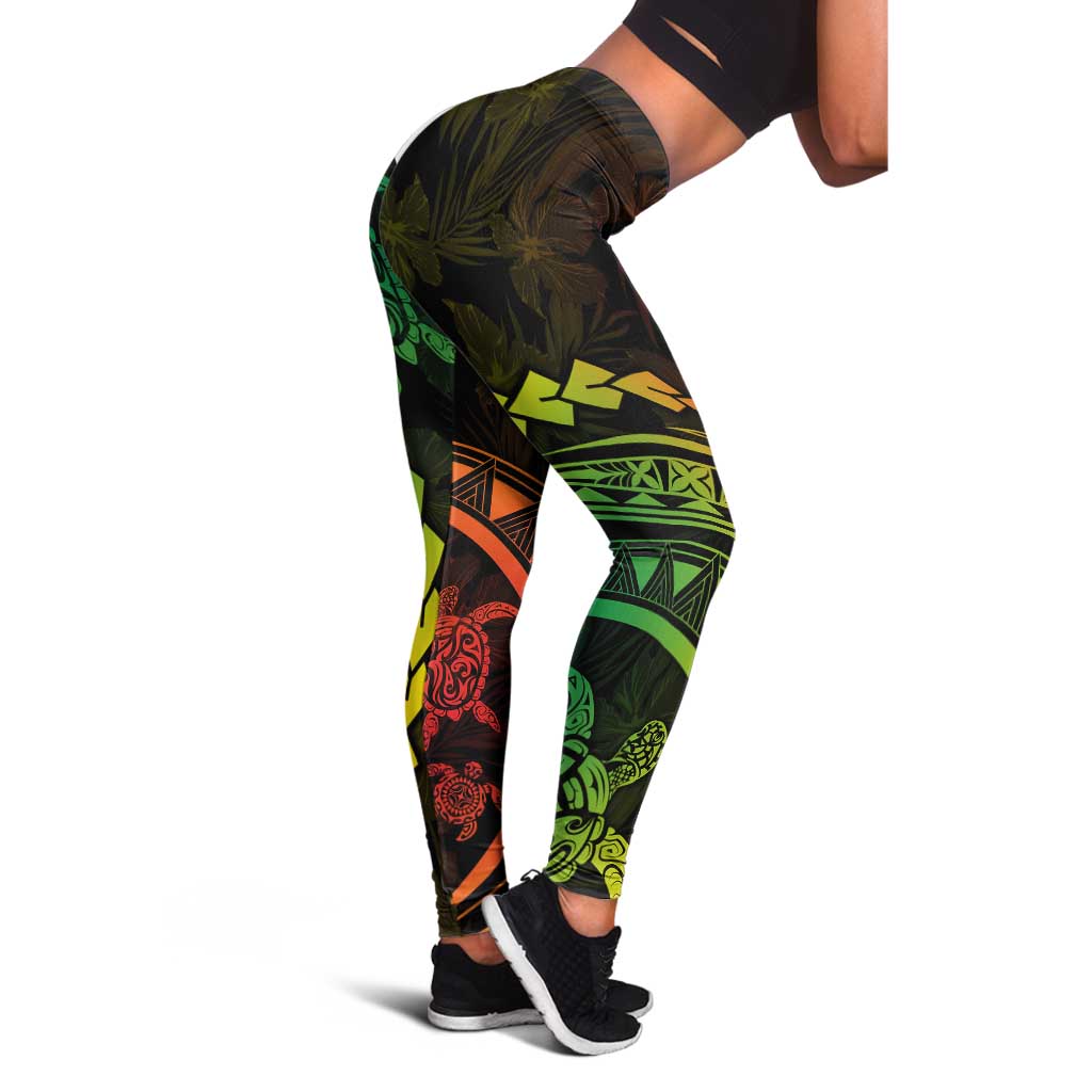 Polynesian Pride Leggings Turtle Hibiscus Luxury Style - Reggae Ver2 - Polynesian Pride