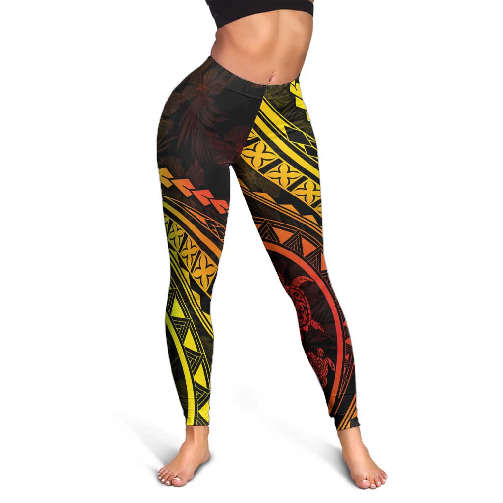 Polynesian Pride Leggings Turtle Hibiscus Luxury Style - Reggae Ver2 - Polynesian Pride