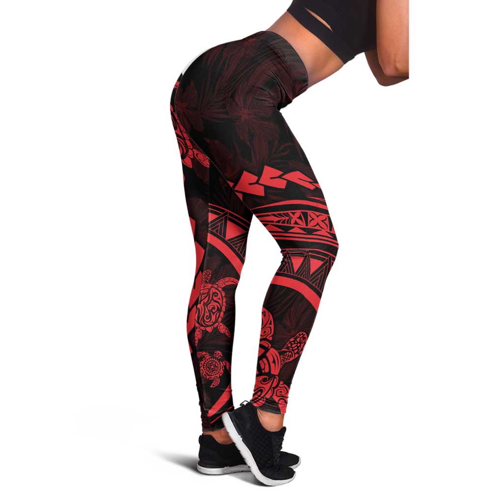 Polynesian Pride Leggings Turtle Hibiscus Luxury Style - Rose - Polynesian Pride