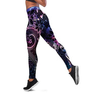 Polynesian Sunset Plumeria Leggings Galaxy Polynesian Tattoo - Polynesian Pride