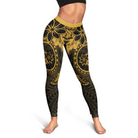Polynesian Sunset Plumeria Leggings Gold Polynesian Tattoo - Polynesian Pride