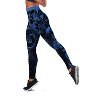 Polynesian Sunset Plumeria Leggings Navy Polynesian Tattoo - Polynesian Pride