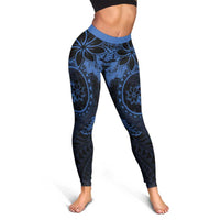 Polynesian Sunset Plumeria Leggings Navy Polynesian Tattoo - Polynesian Pride