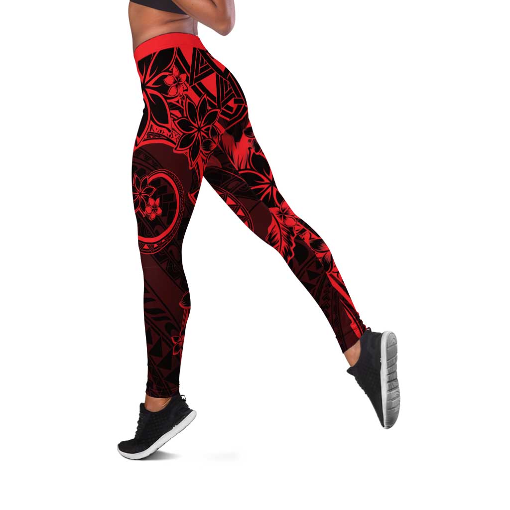 Polynesian Sunset Plumeria Leggings Red Polynesian Tattoo - Polynesian Pride