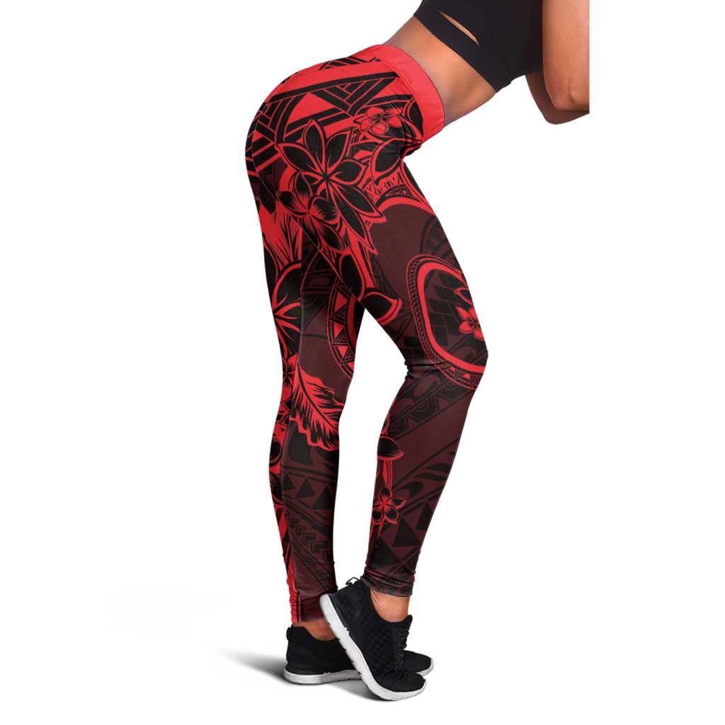 Polynesian Sunset Plumeria Leggings Red Polynesian Tattoo - Polynesian Pride